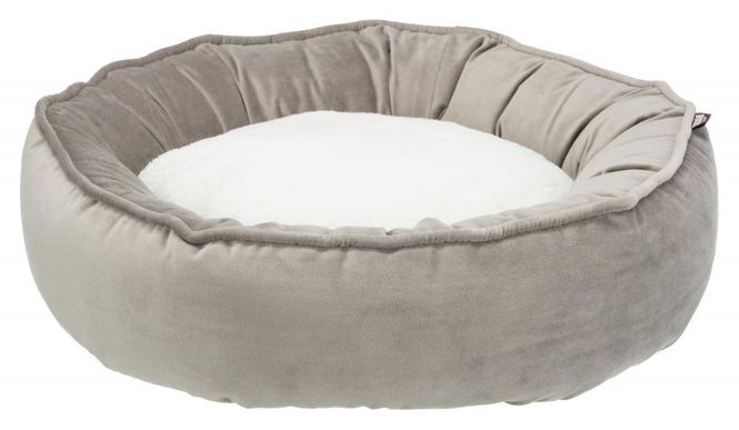 Hovedbilde HUNDE/KATTESENG LIVIA Ø50CM TAUPE/CREAM FLØYEL