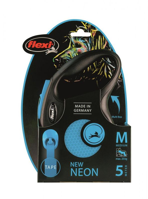 FLEXI CLASSIC NEW NEON TAPE M 5M SORT/NEON BLÅ MAX 25KG
