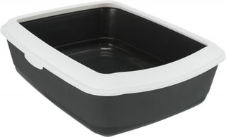 KATTEBAKKE CLASSIC M/KANT MØRKEGRÅ/HVIT 47X37X15CM