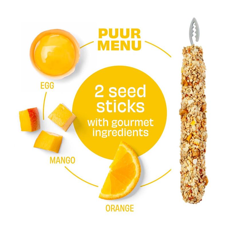 Puur Chew Sticks Undulat M/Appelsin, Egg og Mango 2stk/60g