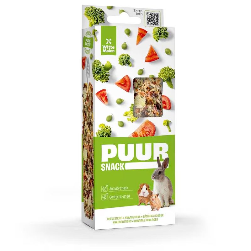 Puur Chew Sticks M/Erter, Tomat og Brokkoli 2stk/90g