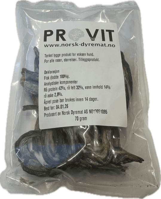 Hovedbilde Provit Tørket Lodde Fisk 70g